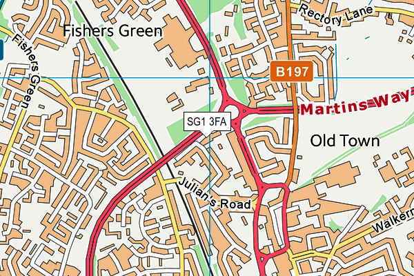 SG1 3FA map - OS VectorMap District (Ordnance Survey)