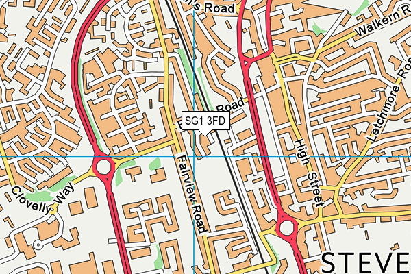 SG1 3FD map - OS VectorMap District (Ordnance Survey)