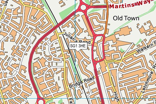 SG1 3HE map - OS VectorMap District (Ordnance Survey)