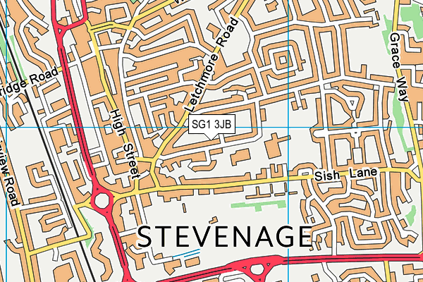 SG1 3JB map - OS VectorMap District (Ordnance Survey)