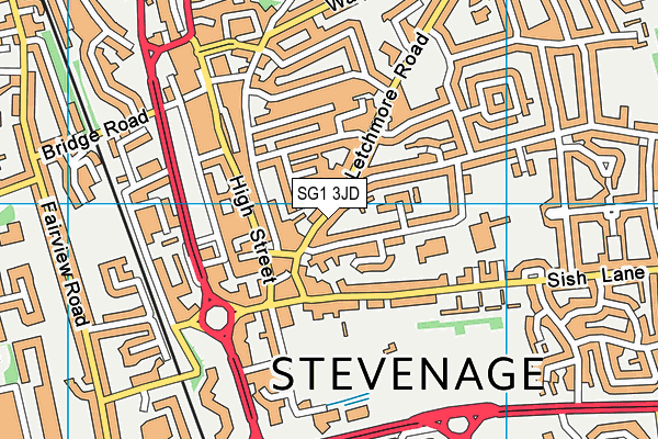 SG1 3JD map - OS VectorMap District (Ordnance Survey)