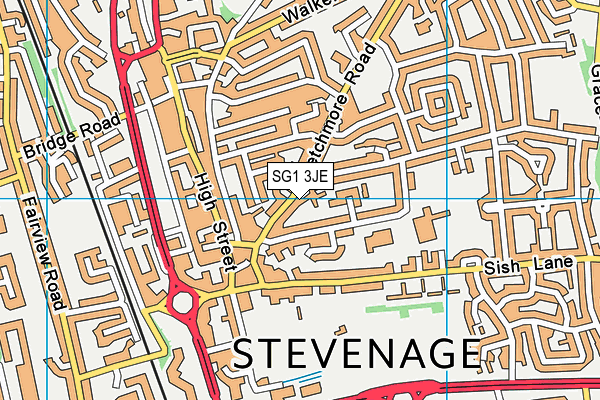 SG1 3JE map - OS VectorMap District (Ordnance Survey)