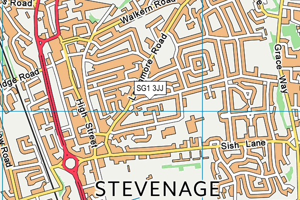 SG1 3JJ map - OS VectorMap District (Ordnance Survey)