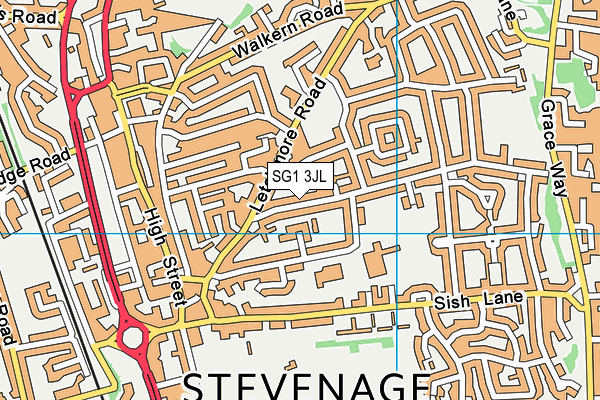 SG1 3JL map - OS VectorMap District (Ordnance Survey)