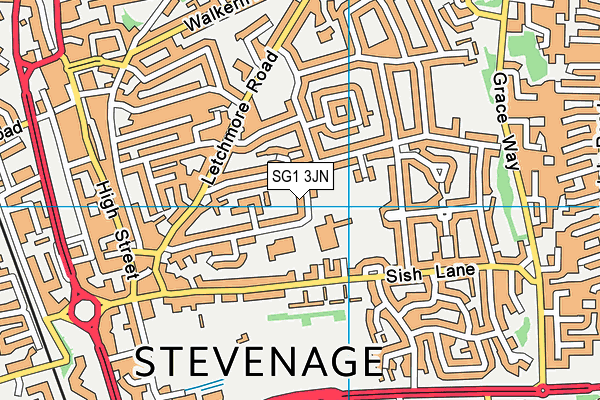 SG1 3JN map - OS VectorMap District (Ordnance Survey)