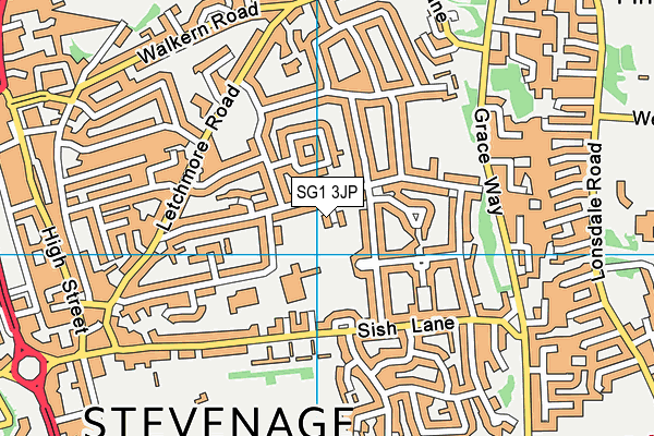 SG1 3JP map - OS VectorMap District (Ordnance Survey)
