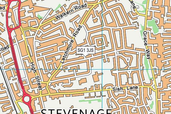 SG1 3JS map - OS VectorMap District (Ordnance Survey)