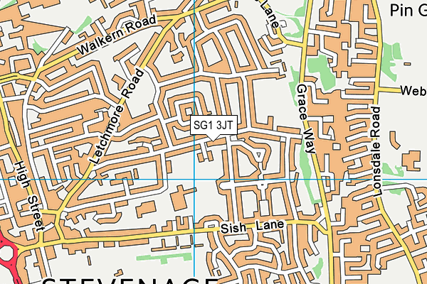 SG1 3JT map - OS VectorMap District (Ordnance Survey)