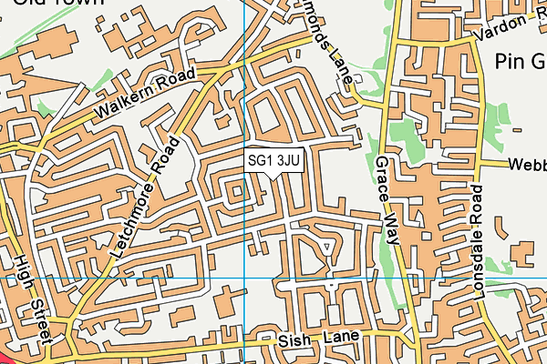 SG1 3JU map - OS VectorMap District (Ordnance Survey)