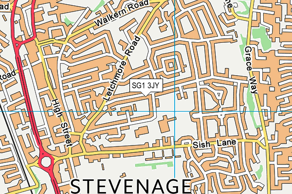 SG1 3JY map - OS VectorMap District (Ordnance Survey)