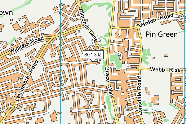 SG1 3JZ map - OS VectorMap District (Ordnance Survey)