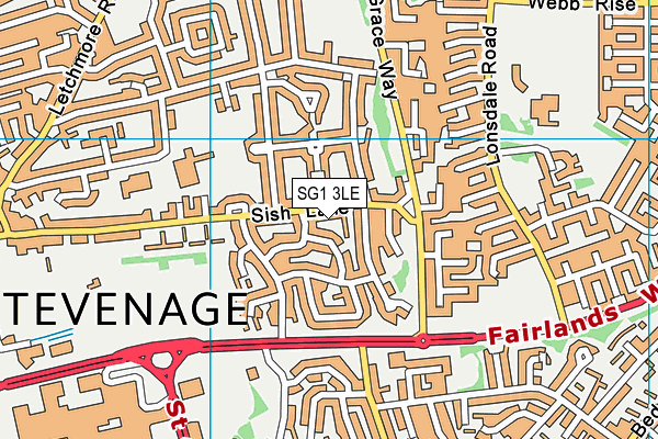 SG1 3LE map - OS VectorMap District (Ordnance Survey)