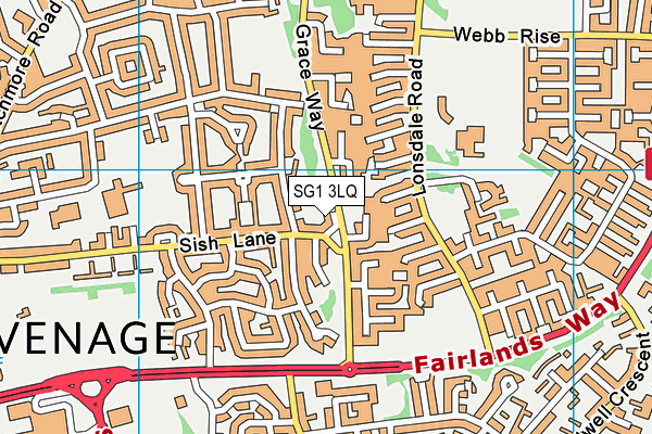 SG1 3LQ map - OS VectorMap District (Ordnance Survey)
