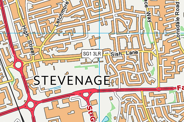 King George V Playing Fields (Stevenage) map (SG1 3LR) - OS VectorMap District (Ordnance Survey)