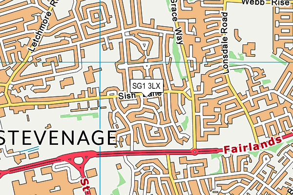 SG1 3LX map - OS VectorMap District (Ordnance Survey)