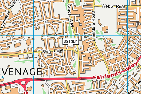 SG1 3LY map - OS VectorMap District (Ordnance Survey)