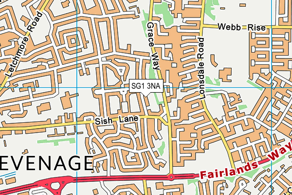 SG1 3NA map - OS VectorMap District (Ordnance Survey)