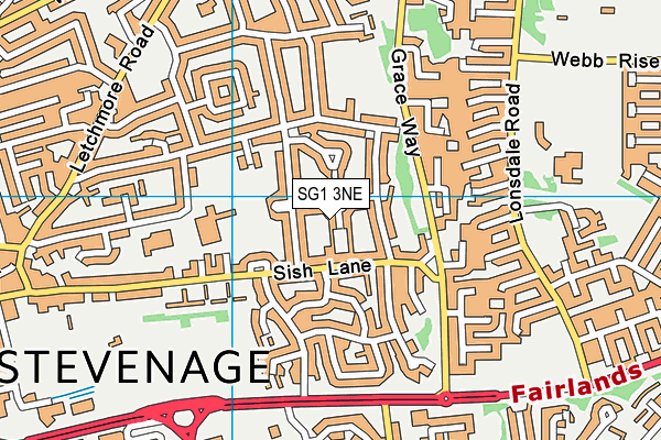 SG1 3NE map - OS VectorMap District (Ordnance Survey)