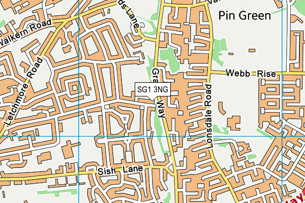 SG1 3NG map - OS VectorMap District (Ordnance Survey)