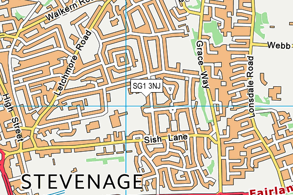 SG1 3NJ map - OS VectorMap District (Ordnance Survey)