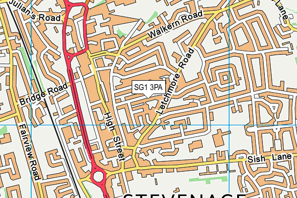 SG1 3PA map - OS VectorMap District (Ordnance Survey)