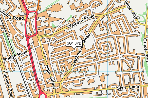 SG1 3PB map - OS VectorMap District (Ordnance Survey)