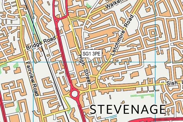 SG1 3PE map - OS VectorMap District (Ordnance Survey)