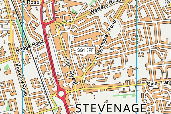 SG1 3PF map - OS VectorMap District (Ordnance Survey)