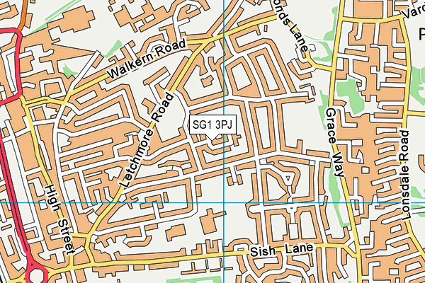 SG1 3PJ map - OS VectorMap District (Ordnance Survey)