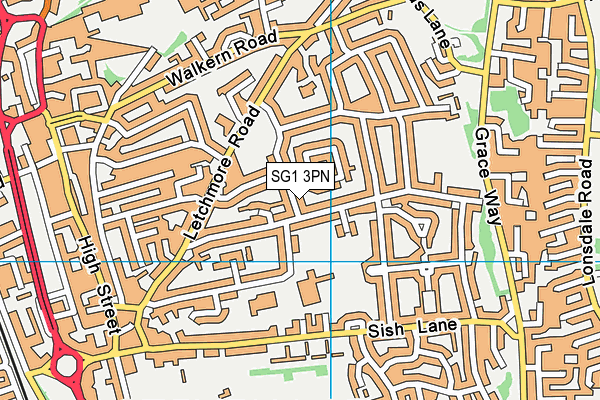 SG1 3PN map - OS VectorMap District (Ordnance Survey)