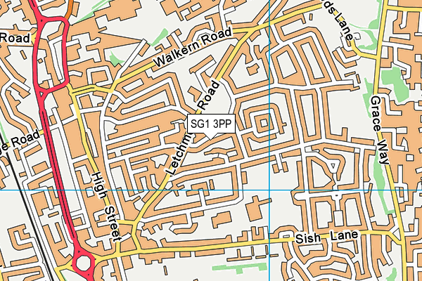 SG1 3PP map - OS VectorMap District (Ordnance Survey)