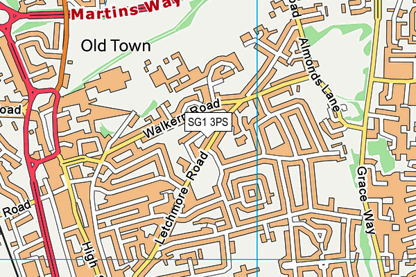 SG1 3PS map - OS VectorMap District (Ordnance Survey)