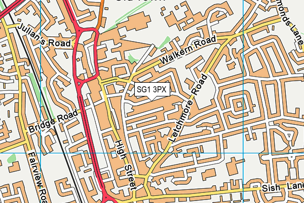 SG1 3PX map - OS VectorMap District (Ordnance Survey)