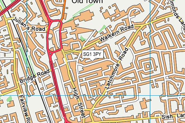 SG1 3PY map - OS VectorMap District (Ordnance Survey)