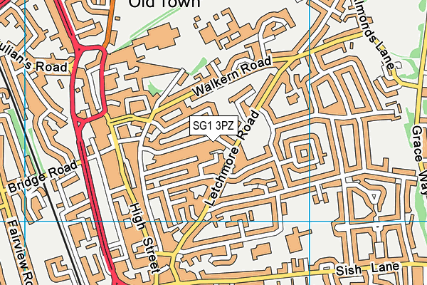 SG1 3PZ map - OS VectorMap District (Ordnance Survey)