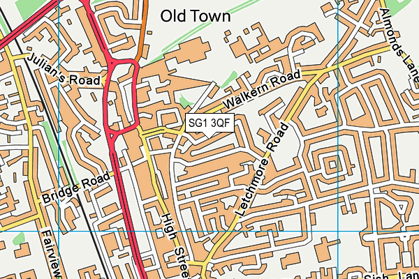 SG1 3QF map - OS VectorMap District (Ordnance Survey)