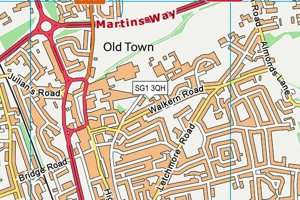 SG1 3QH map - OS VectorMap District (Ordnance Survey)