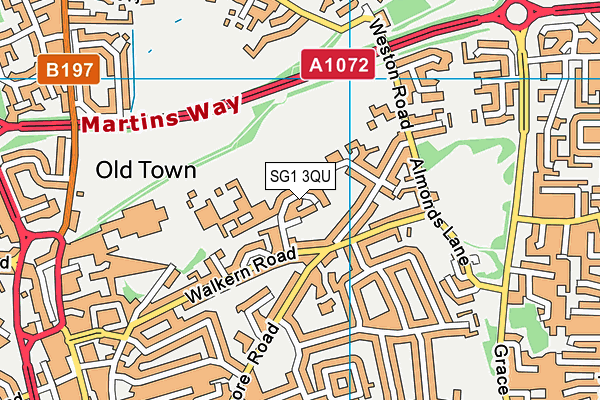 SG1 3QU map - OS VectorMap District (Ordnance Survey)