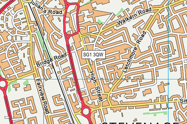 SG1 3QW map - OS VectorMap District (Ordnance Survey)