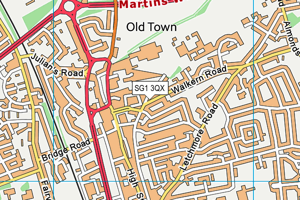 SG1 3QX map - OS VectorMap District (Ordnance Survey)