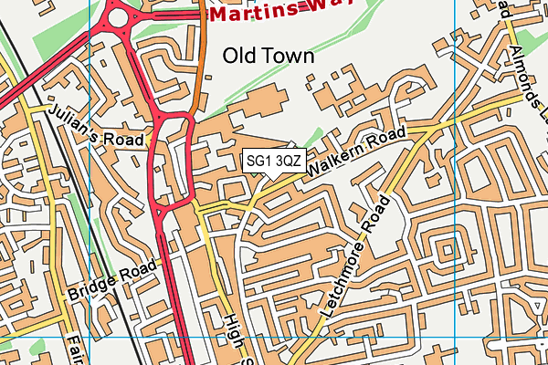 SG1 3QZ map - OS VectorMap District (Ordnance Survey)