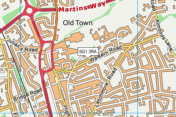 SG1 3RA map - OS VectorMap District (Ordnance Survey)