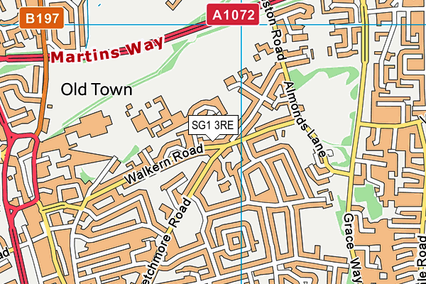 SG1 3RE map - OS VectorMap District (Ordnance Survey)