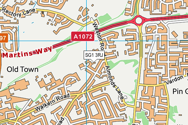 SG1 3RJ map - OS VectorMap District (Ordnance Survey)