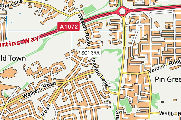 SG1 3RR map - OS VectorMap District (Ordnance Survey)