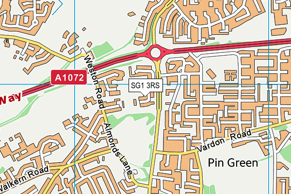 SG1 3RS map - OS VectorMap District (Ordnance Survey)