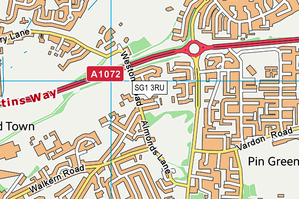 SG1 3RU map - OS VectorMap District (Ordnance Survey)