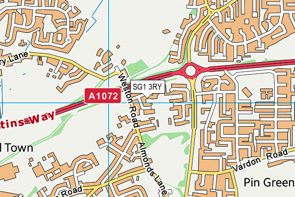 SG1 3RY map - OS VectorMap District (Ordnance Survey)