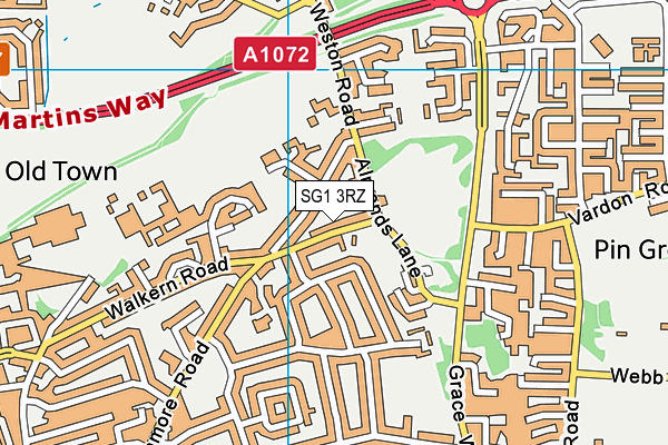 SG1 3RZ map - OS VectorMap District (Ordnance Survey)