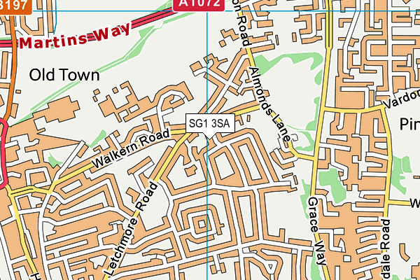 SG1 3SA map - OS VectorMap District (Ordnance Survey)